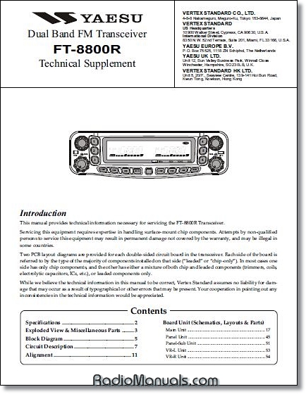 Yaesu FT-8800R Service Manual